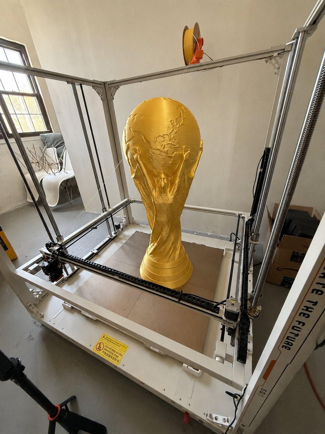 Large 3D-printed World Cup trophy made at Liberti Lab